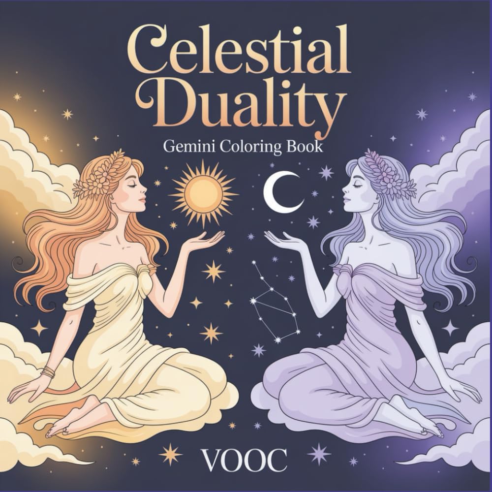 Celestial Duality: Gemini Coloring Book - Mystical Zodiac Art for Adults Featuring Twin Goddess Designs, Astrology Symbols and Spiritual Feminine ... and Mindfulness (Zodiac Coloring Books)