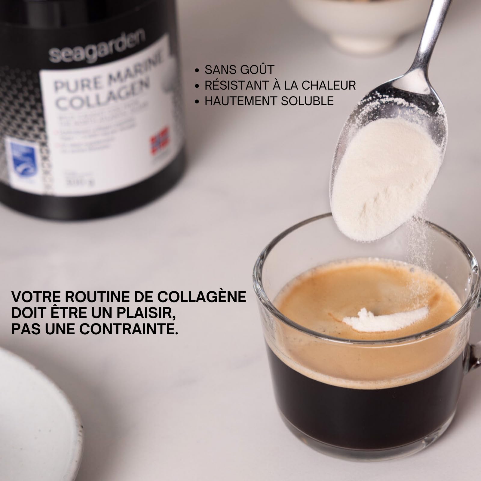 Seagarden Collagène marin en poudre pur Type I -Pour les articulations, les Os, les Muscles, la Peau - Pre Workout Booster Puissant - Non aromatisé - 300g 2 mois (Sans saveur)