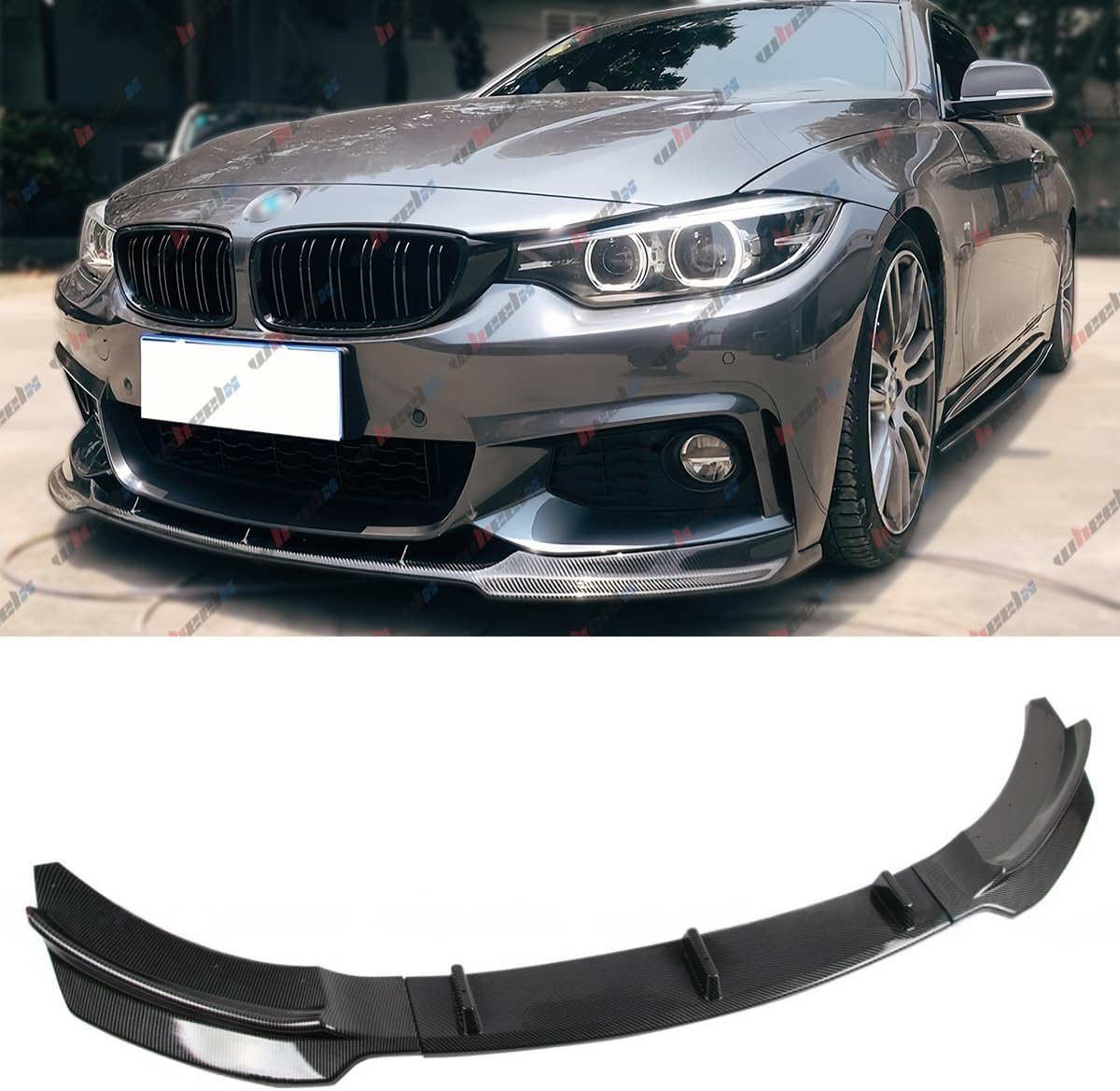 Front Lip Compatible with 2014-2020 BMW 4-Series F32 F33 F36 (Fit Sport/M-Sport Model Only), Performance Bumper Air Dam Lower Chin Splitter Protection Body Kit (Carbon Fiber Pattern)