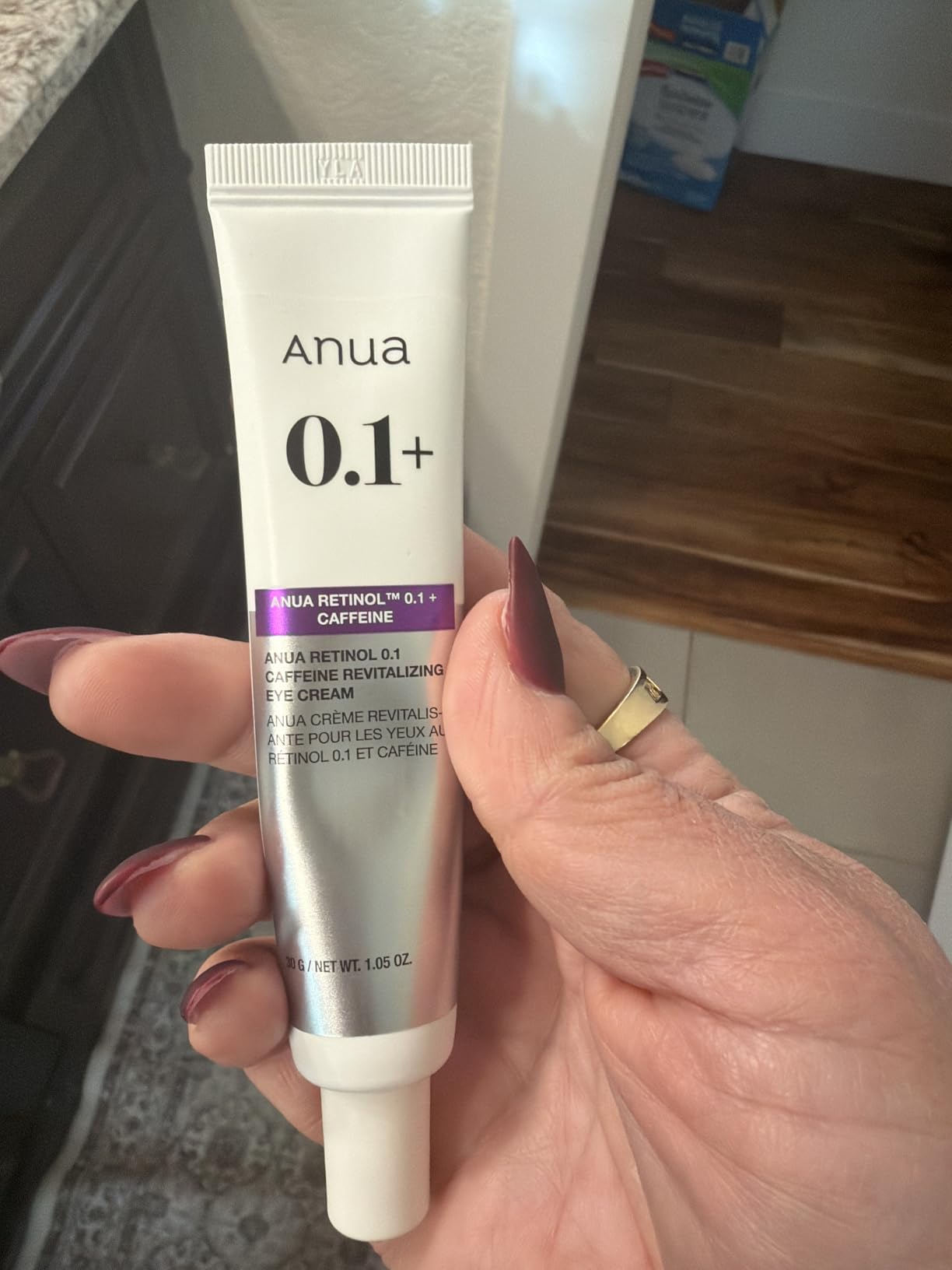 Anua Retinol 0.1 Caffeine Revitalizing Eye Cream, Lightweight Formula for Dark Circles & Puffiness, Hydrating for Sensitive Skin, Korean Skincare,1.05 fl oz