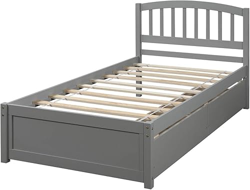 Miniatura 5 de Harper & Bright Designs Base de cama individual, cama de almacenamiento individual con cajones, cama individual de plataforma para niños con