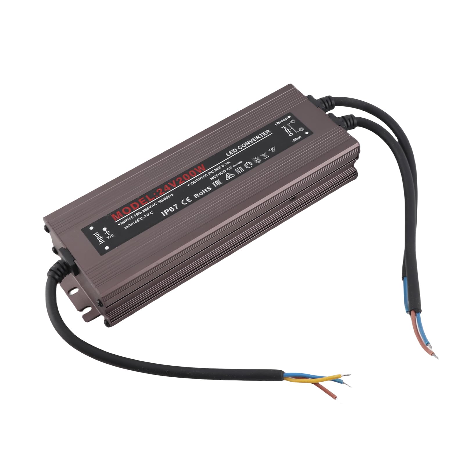 Tnfeeon Driver LED 24 V 120 W, Alimentatore Resistente all'Acqua per Strisce LED, Uso Esterno con Connettore per Insegna Lightbox (200W)