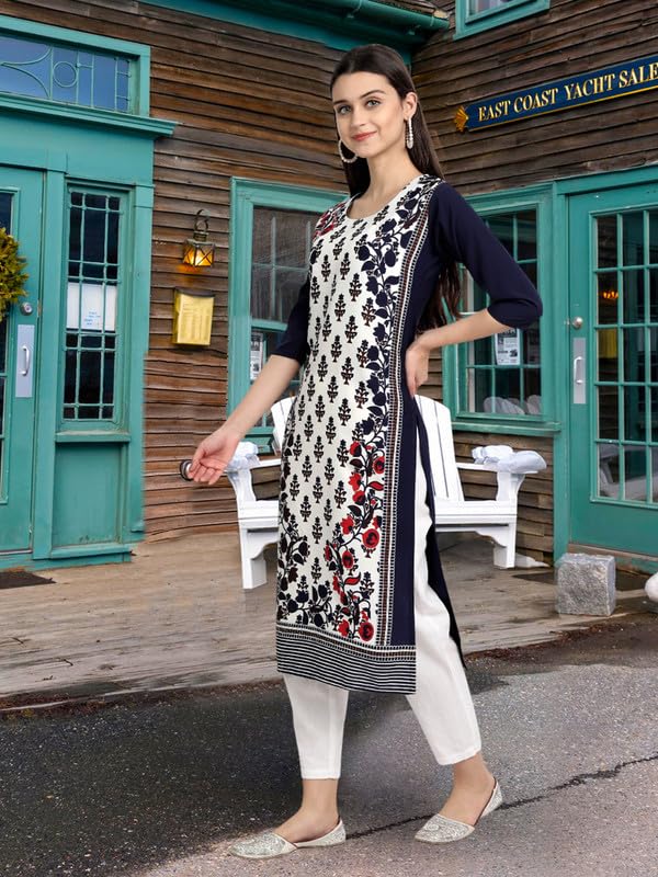 Image of Pinkmint Women's Printed Kurti for Women's Round Neck Straight Kurti for Women (Pack of 5 | Avaiable in Plus Size)