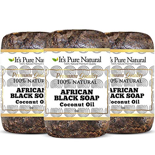 It's Pure Natural African Black Soap Bars With Coconut Oil (Pack Of 3) Organic Raw Soap For Face & Body, Acne Treatment & Dark Spot Remover [Made In Ghana] #TOP28