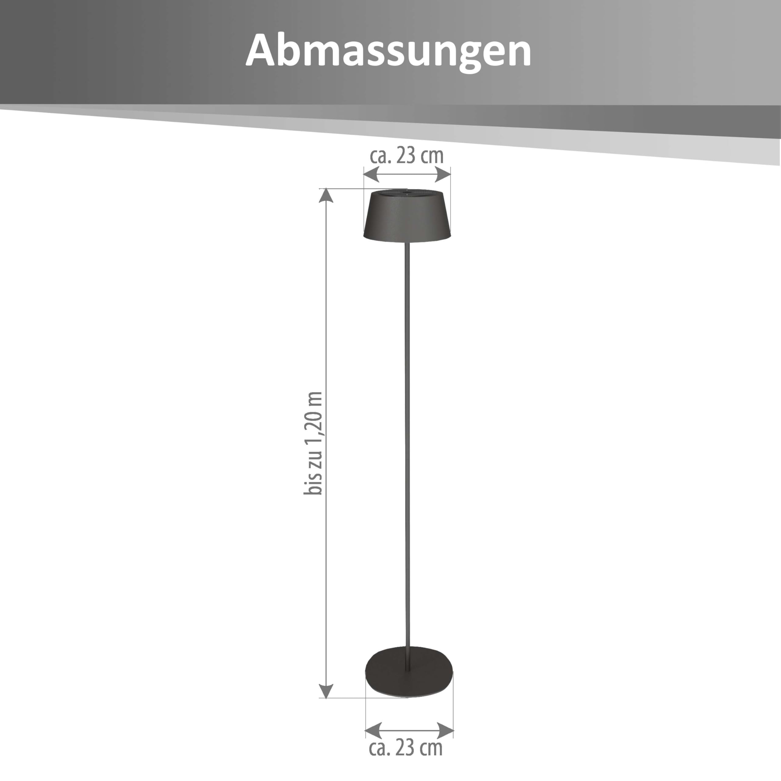 Northpoint LED Solar Stehleuchte dimmbar höhenverstellbar Dämmerungssensor Metall Garten warmweiß 3000K 150lm Schwarz