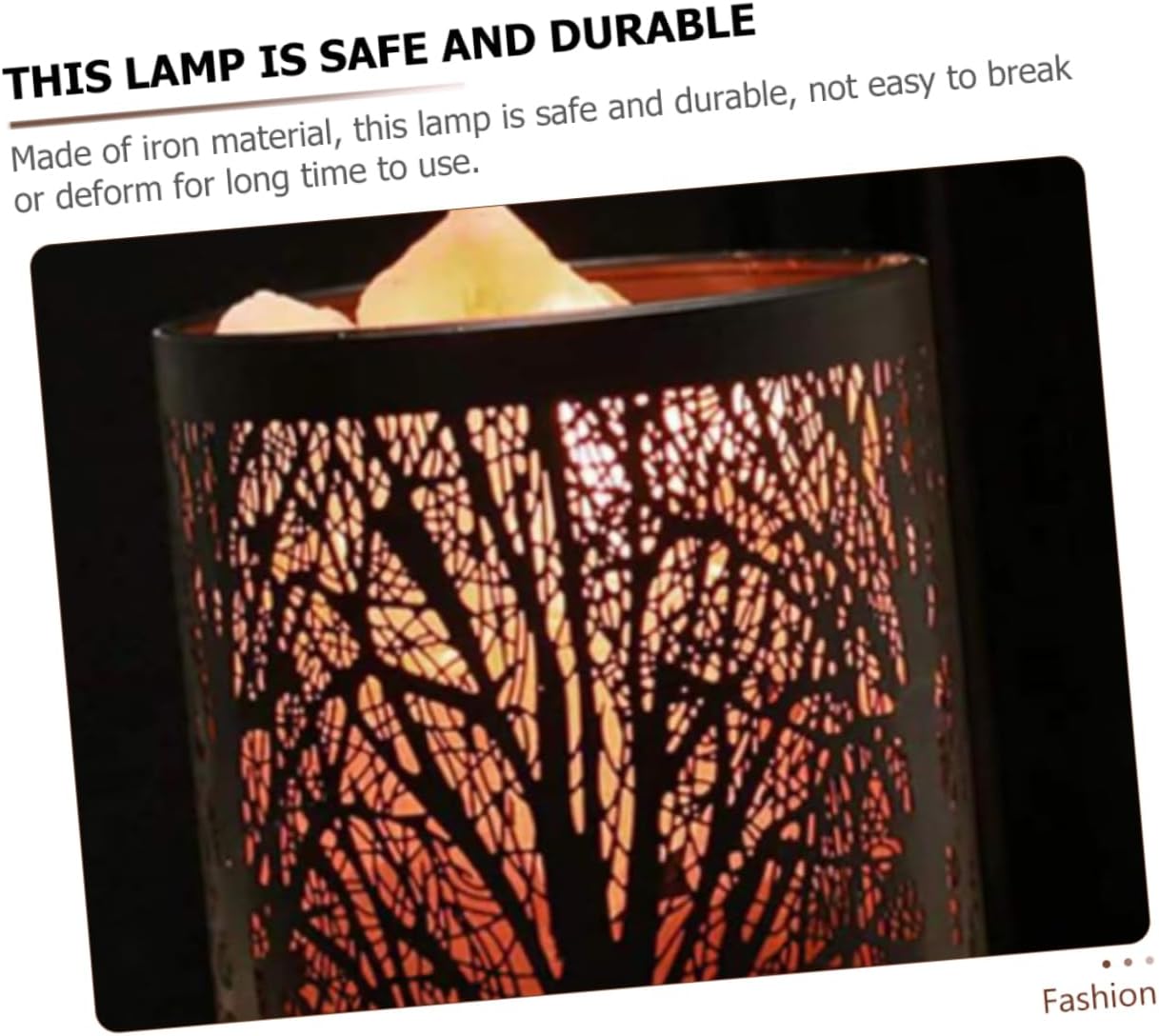 Healifty Himalayan Salt Night Light with Metal Basket Accent Lamp for Bedroom Living Decor Small Table Lamp with Iron Frame for Bedside Desk Indoor Decorative Nightstand Lighting US Plug