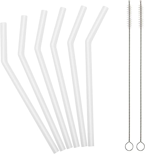 Pajitas de silicona transparente reutilizables para niños pequeños y niños, 6 popotes flexibles de 6.7 pulgadas para vasos YetiRticOzark de 6 a 12