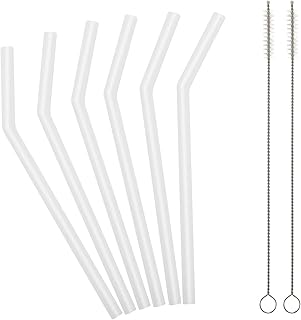 Reusable Clear Silicone Straws for Toddlers & Kids - 6 pcs Flexible Short Drink 6.7