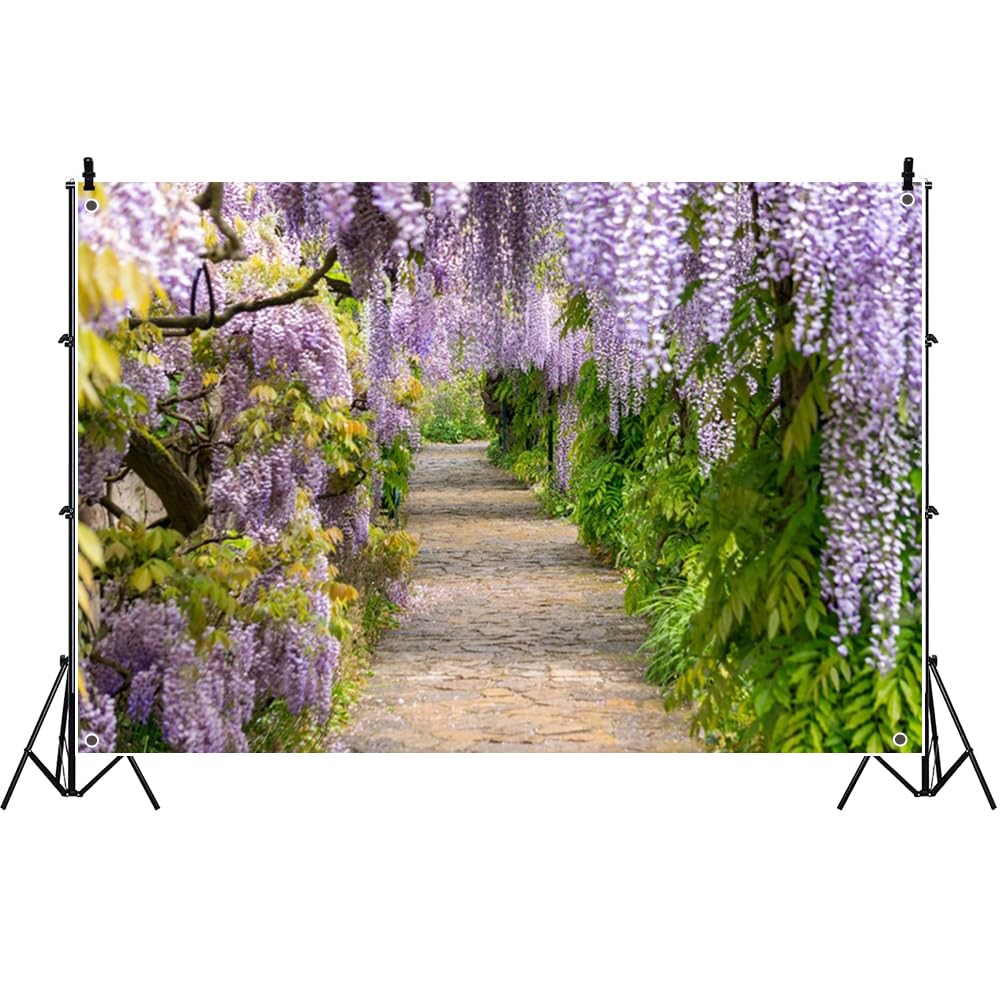 Amazon | Qinunipoto 背景布 藤の花 紫の花撮影布 1.5x1m 夏の花壁掛け
