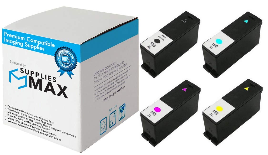 Compatible Replacement for Lexmark S301/S305/S405/S505/S605/S815/S816/PRO 901/705/805/905 High Yield Inkjet Combo Pack (BK/C/M/Y) (NO. 100XL) (14N10MP)