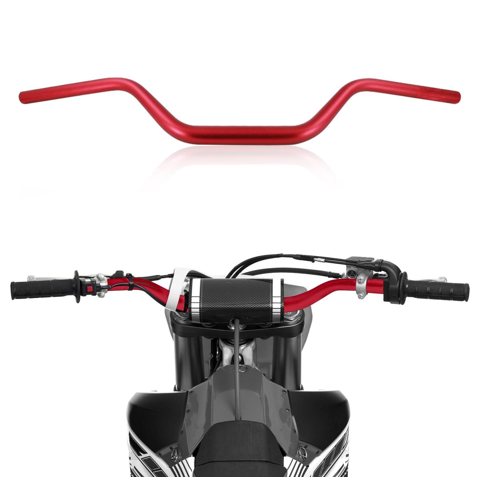 Motorcycle 1 1/8" 28mm Universal Handlebar Low Rise Handle Bars For CRF YZF KXF KLX DRZ KX RM SX EXC XC 85 125 250 300 350 450 Dirt Bike ATV Motocross - Red - View #10