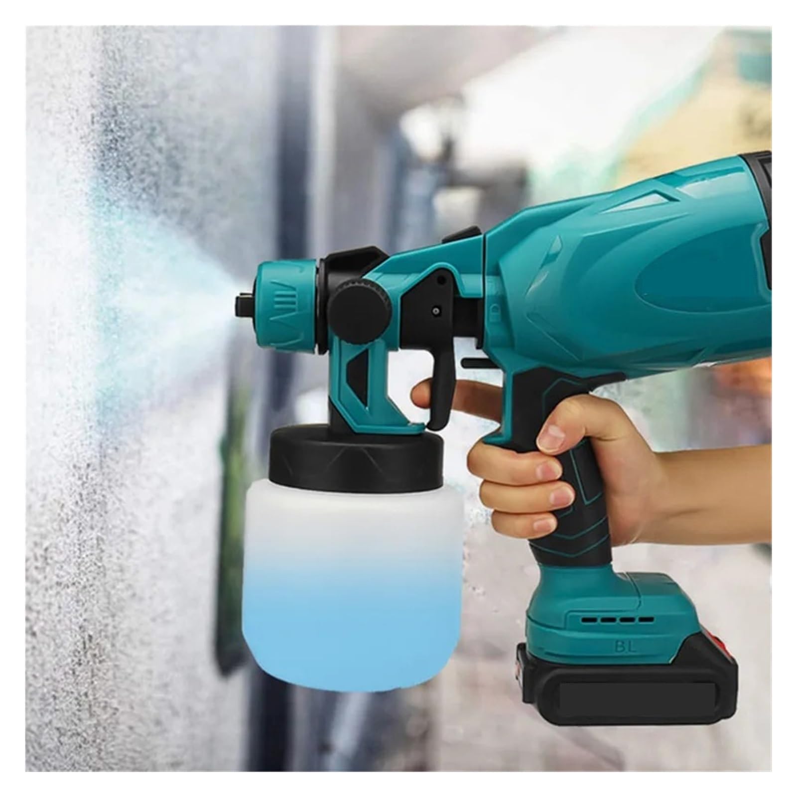 Elektryczny Pistolet Natryskowy Bezprzewodowy Ręczny Pistolet Do Malowania Natryskowego 800ml Meble Samochodowe Powłoka Stalowa Aerograf Pasuje Do Baterii 18-21V(No Battery)