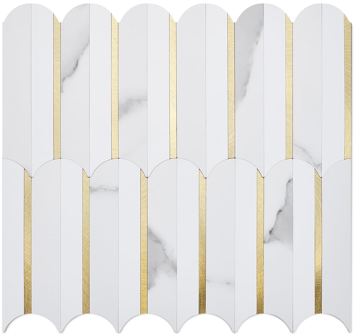 DICOFUN 1 Sheet White & Marble Look Peel and Stick Backsplash for Kitchen, PVC Stick on Backsplash Wall Tiles