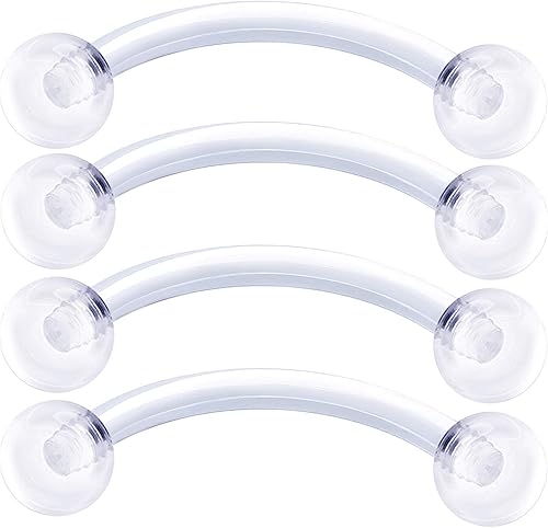 MATIGA 4 piezas de retenedor flexible transparente 0.56 oz barra curvada piercing joyería cartílago Rook Tragus ceja 0.118 in bola acrílica más