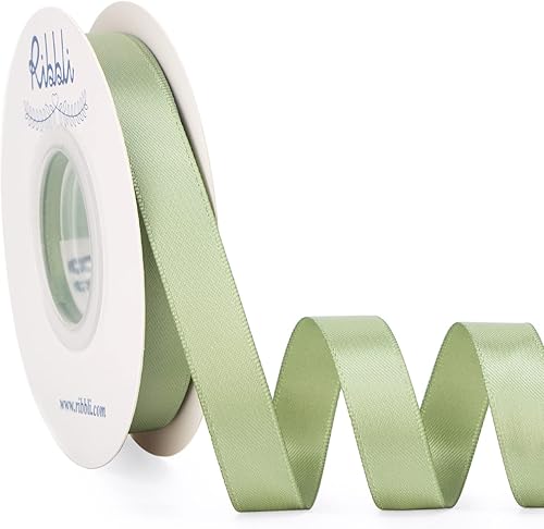 Miniatura 154 de Ribbli - Cinta de satén roja de doble cara, 1 pulgada x 25 yardas, uso para ramo de lazos, envoltura de regalo de Navidad, arreglo floral Rojo