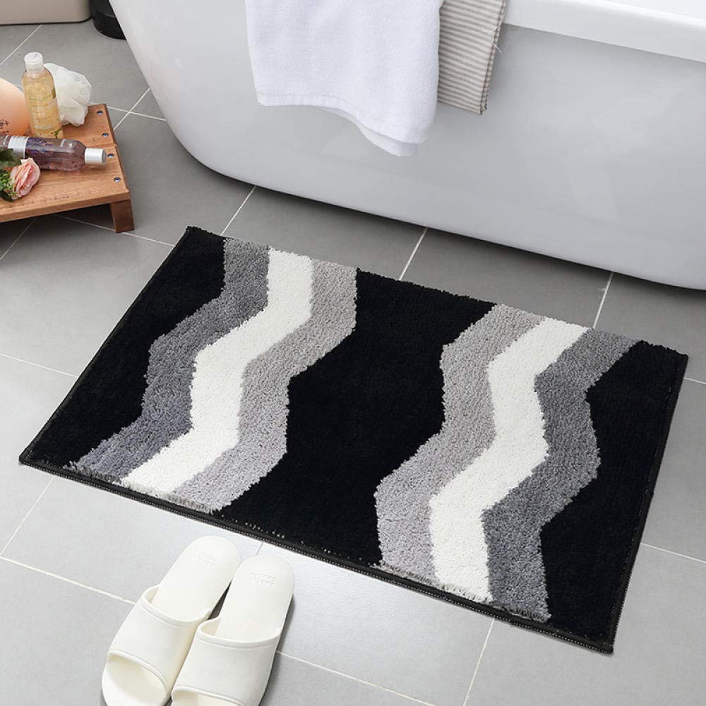 Kuingbhn Soft Comfy Bathroom Rug Good Air Permeability Durability Non Slip Absorbent Washable Bathroom Mat 45times65cm Black