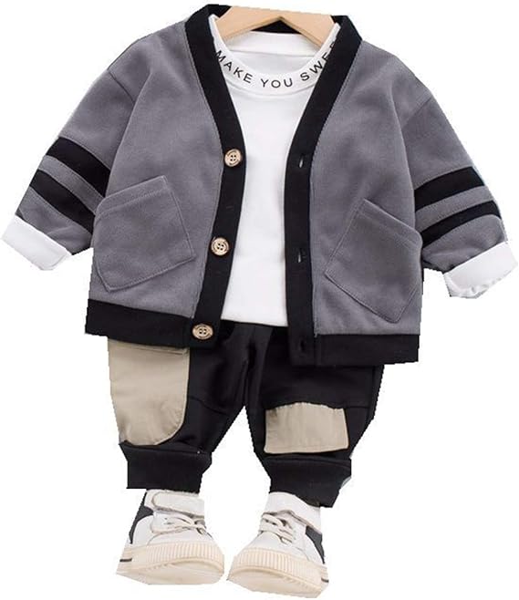 Amazon 子供服 男の子 カーディガン シャツ ズボン 三点セット ニット 長袖 1 4歳 80cm 90cm 100cm 110cm キッズ ボーイズ 上下セット 柔らかい 肌触り良い 春秋服 カジュアル かっこいい おしゃれ カーディガン 通販