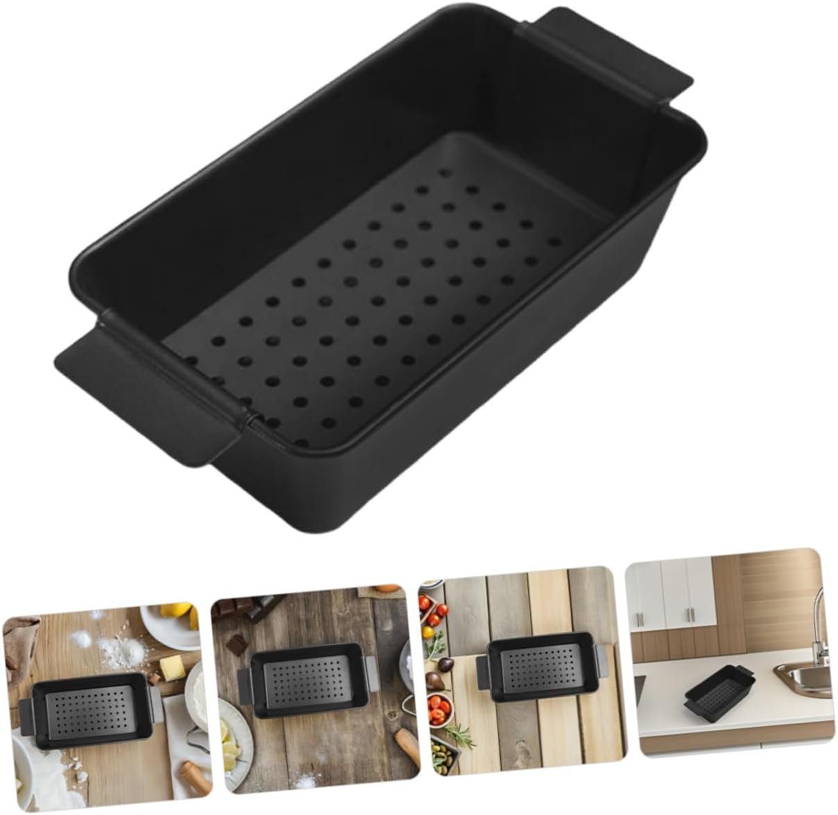 2pcs Heavy Duty Non-stick Toast Mold with Drip Tray Black Baking Pan for Cakes Bread for Oven Cooking Healthier Meals