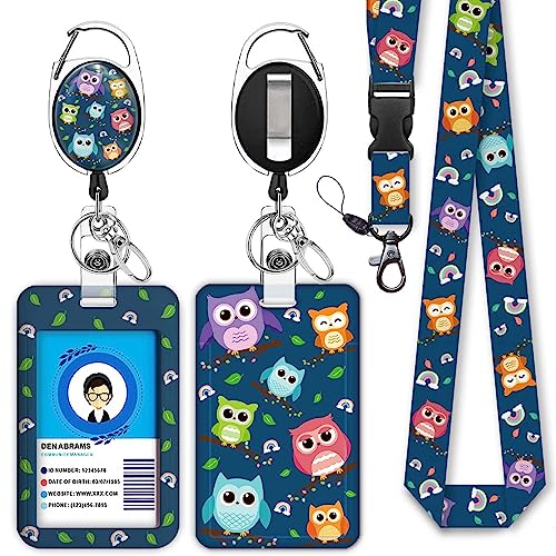 Giancomics Owl Lanyards for ID Badges, Badge Holder Retractable Reel Card