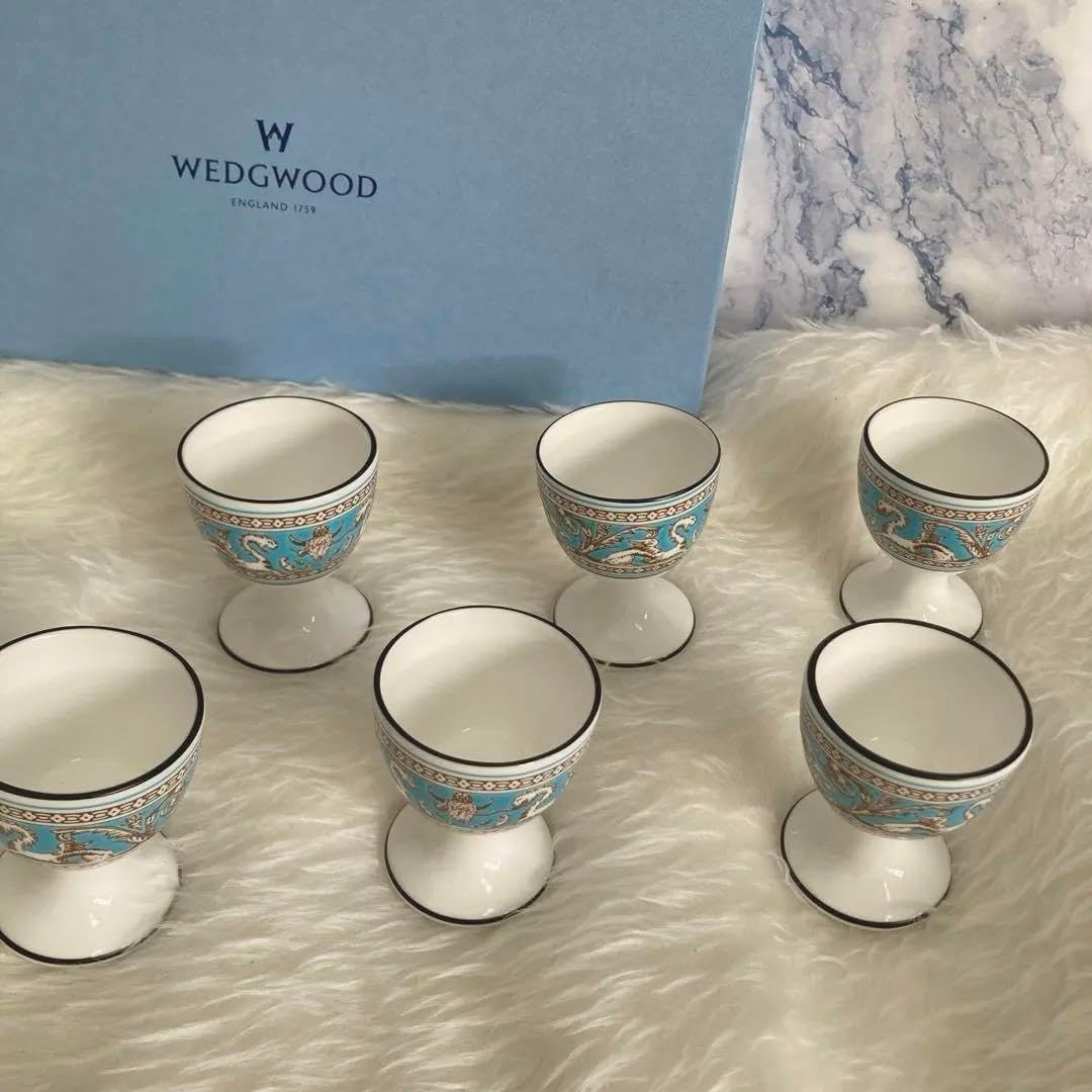 ウェッジウッド　フロレンティーンターコイズ エッグスタンド　6客 ウェッジウッド フロレンティーンターコイズ エッグスタンド 6客