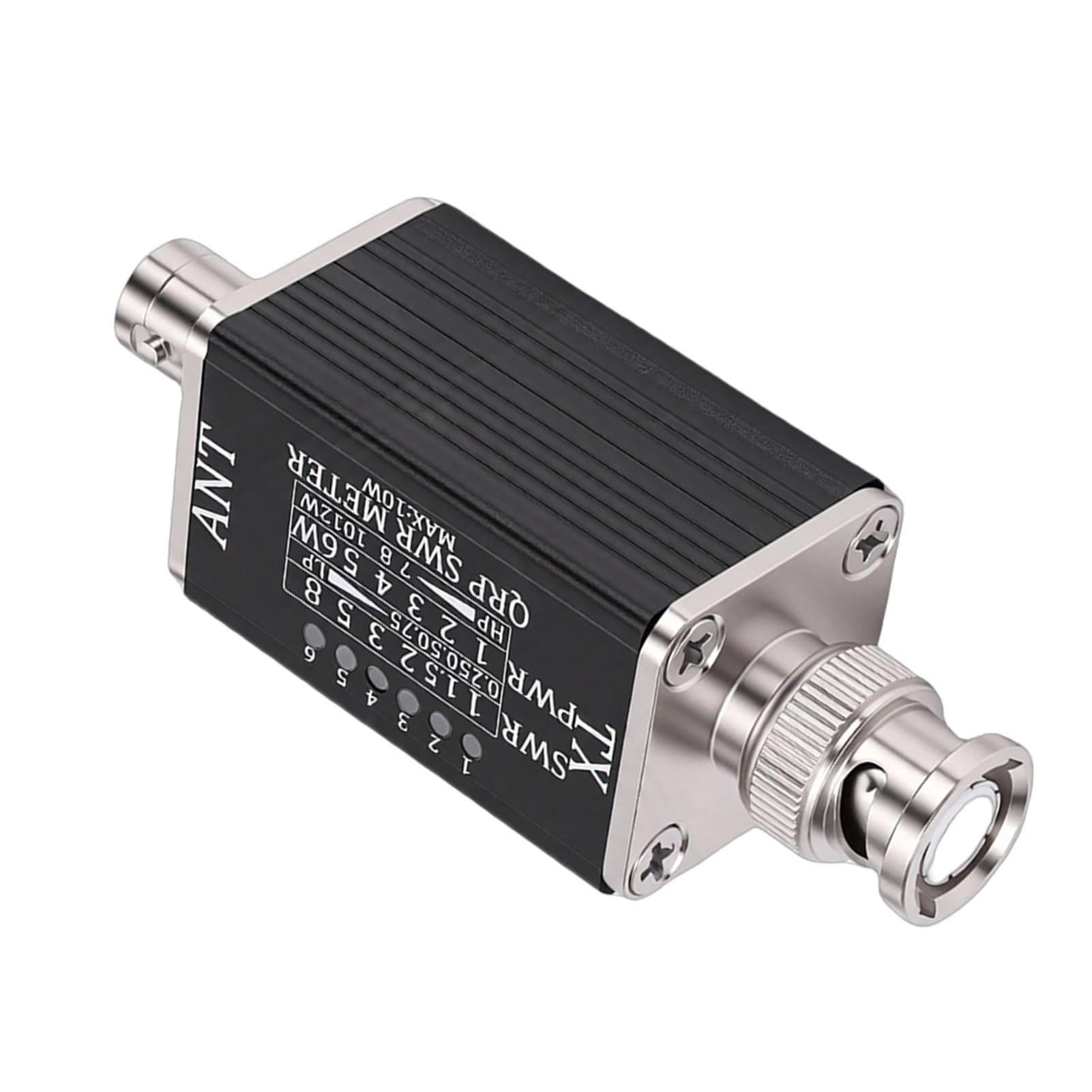 Miernik SWR z 6 Wskaźnikami LED, 1-30 MHz dla Radia Krótkofalowego | Obudowa ze Stopu Aluminium, Interfejs BNC, Zasilanie RF, Zakres 0,25 W–12 W, Przenośne Zastosowanie W Terenie, Nie Jest