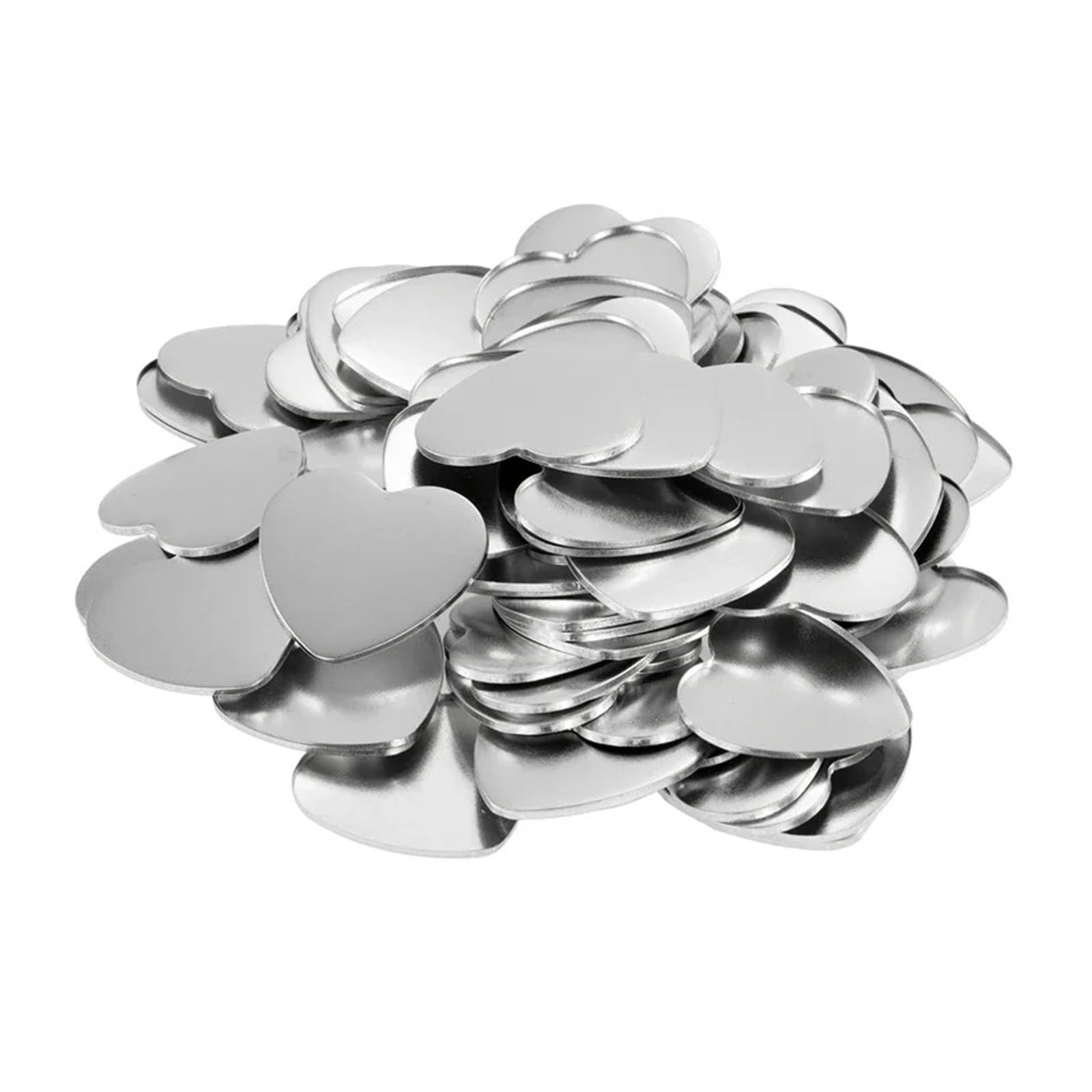 Lot de 100 badges en métal en forme de cœur, 57 x 53 mm, for fabrication de badges, aimants et épingles Compatible