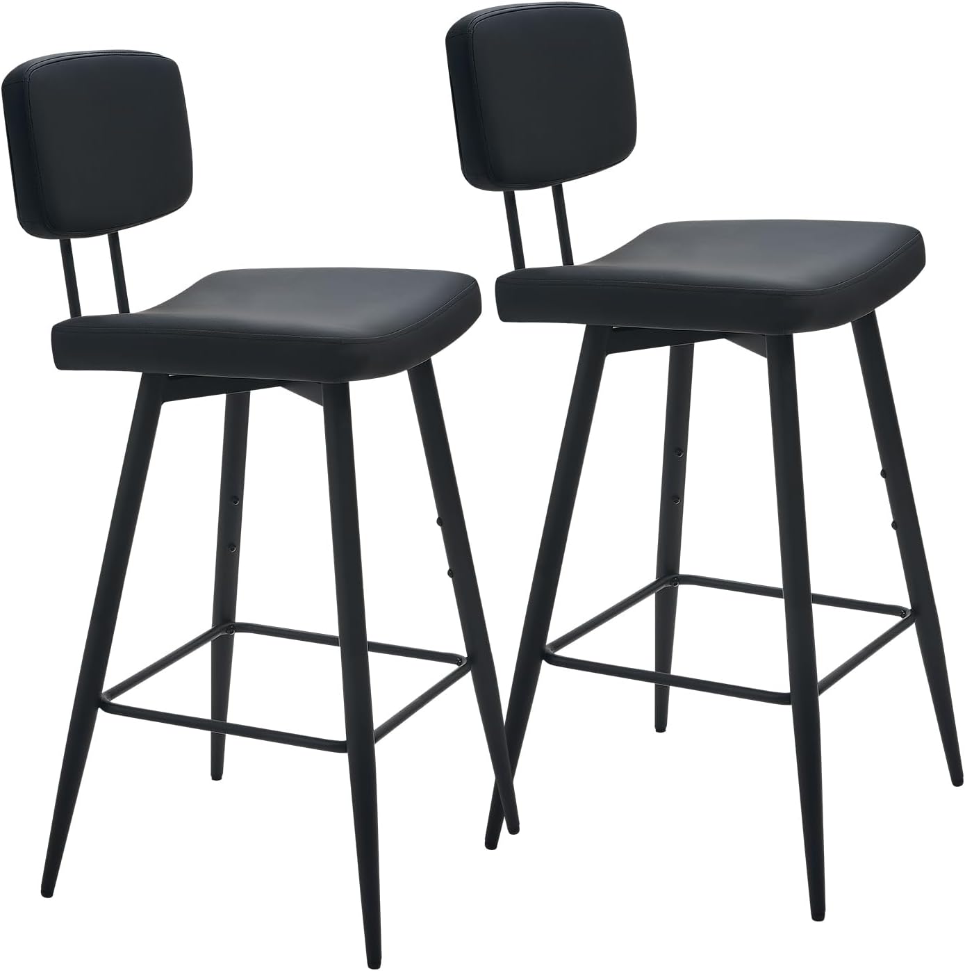 (Incomplete)Tall Bar Stools Set of 2, 30 Inch High Counter Height Barstools with Padded Back Support, Faux Leather Bar Chairs, Metal Legs, for Kitchen Island, Black
