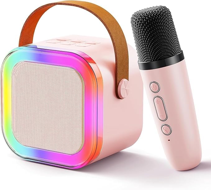 Image of PhoenixX Karaoke Rechargeable Mic with Speaker for Singing | Wireless Mini Portable Bluetooth Speaker with Microphone & LED Lights | Cute Birthday Gift for Kids Musical Toys for Boys,Girls and Adults
