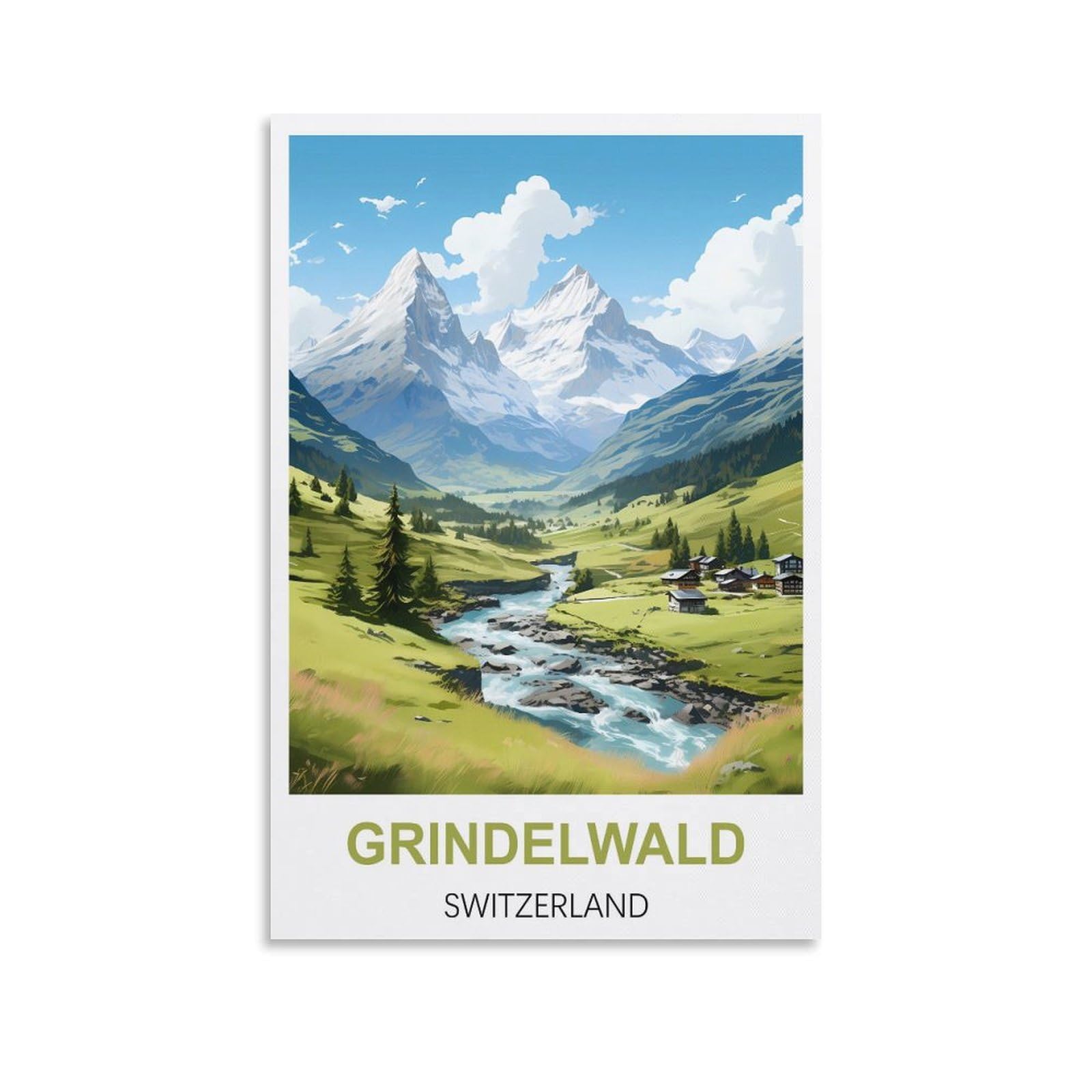 Vintage Metal Tin Sign Funny,Grindelwald Switzerlands,Art Plaque Poster Wall Decor for Home Tool Room Bar Club Restaurant Cafe 30x40cm