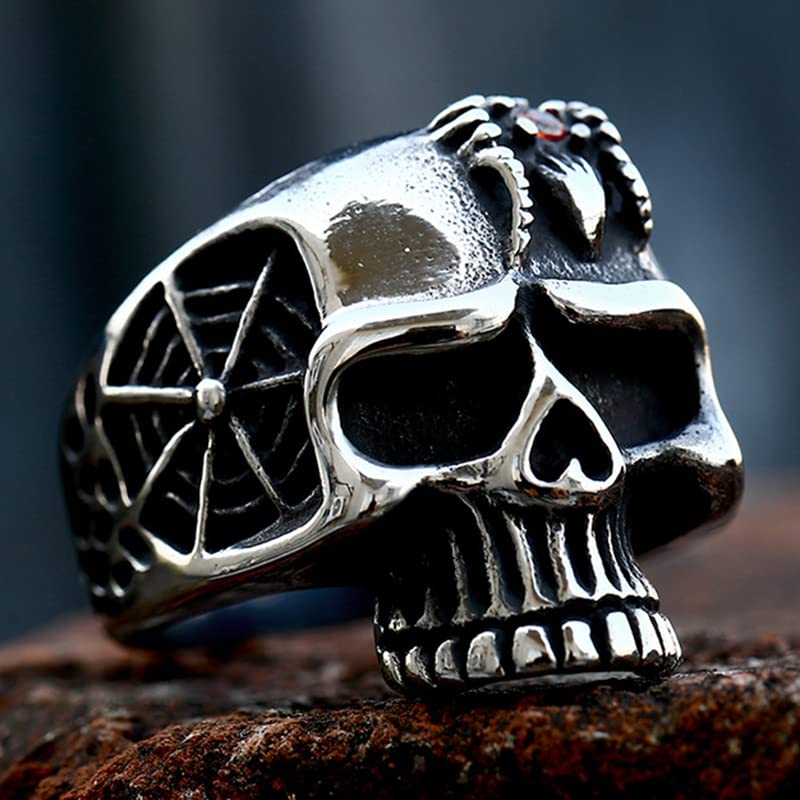 Image of Death Skull Ring for Men Stainless Steel Jewelry Biker Rings Scary Death Ring Skull for Gifts