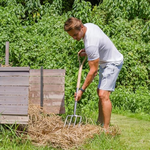 Berry&Bird Gardening Digging Fork, 4-Tine Stainless Steel Pitchfork, 111.5cm/43.9in Heavy Duty Spading Fork with Ergonomic Y-Grip Handle for Digging Planting Cultivating Aerating - Image 7
