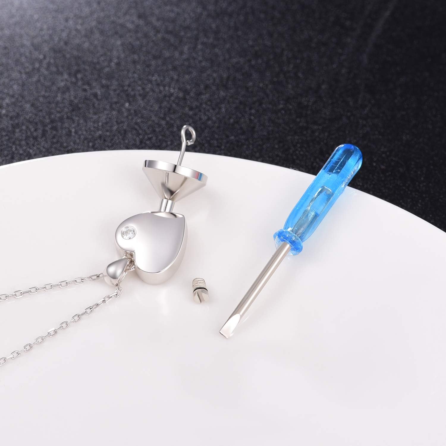 Heart Urn Necklace 925 Sterling Silver Cremation Ashes Necklace with Cubic Zircon Keepsake Memorial Jewelry for Women Gift - Image 4