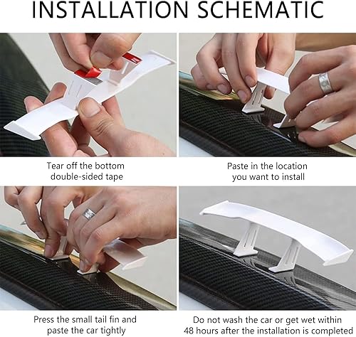 Miniatura 7 de 2 piezas de alerón de coche mini alerón decoración fresca para la cola, alerón trasero universal de 6.7 pulgadas, accesorios exteriores de automóvil