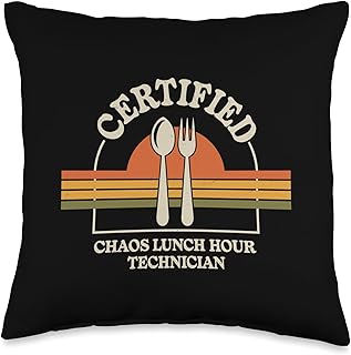 Certified Chaos Lunch Hour Technician Lunch Lady Funny Throw Pillow