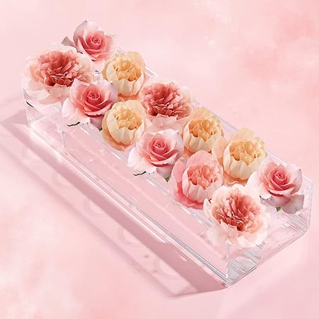 Clear Acrylic Flower Vase Rectangular Floral Centerpiece Acrylic Flower Box for Dining Table 12 Inches Long Rectangle Decorative Modern Vase for Wedding Party Home Decor