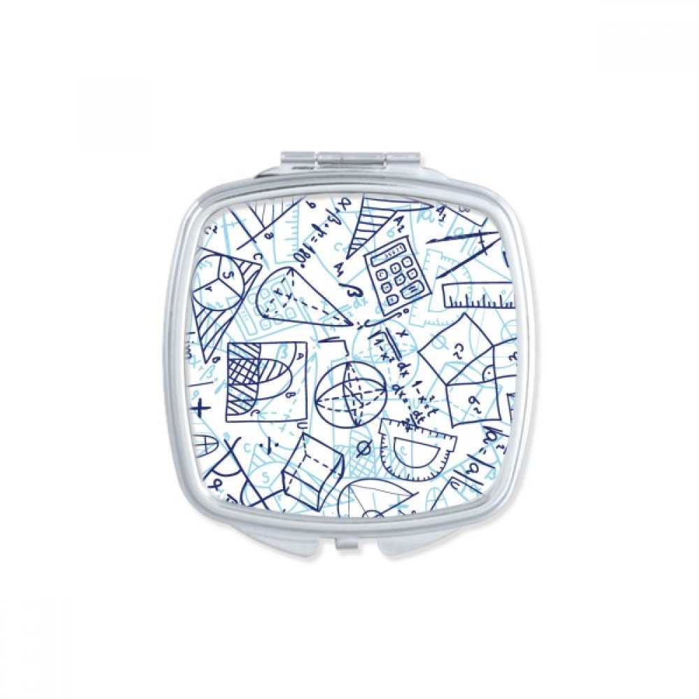 Miroir de poche bleu math règle mini format pour sac de cours