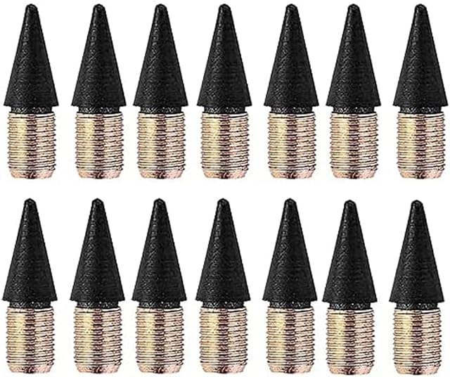 DUAO 12 Pcs Inkless Pencil Tip Inkless Pencil Replacement Nibs Everlasting Pencil for Reusable Everlasting Pencil, black