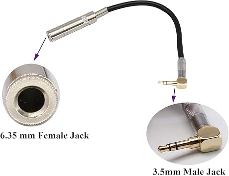 4-Pack Right Angle 3.5mm (1/8) Male to 6.35mm (1/4) Female Stereo Audio Adapter Connector for Cable Extension & Conversion