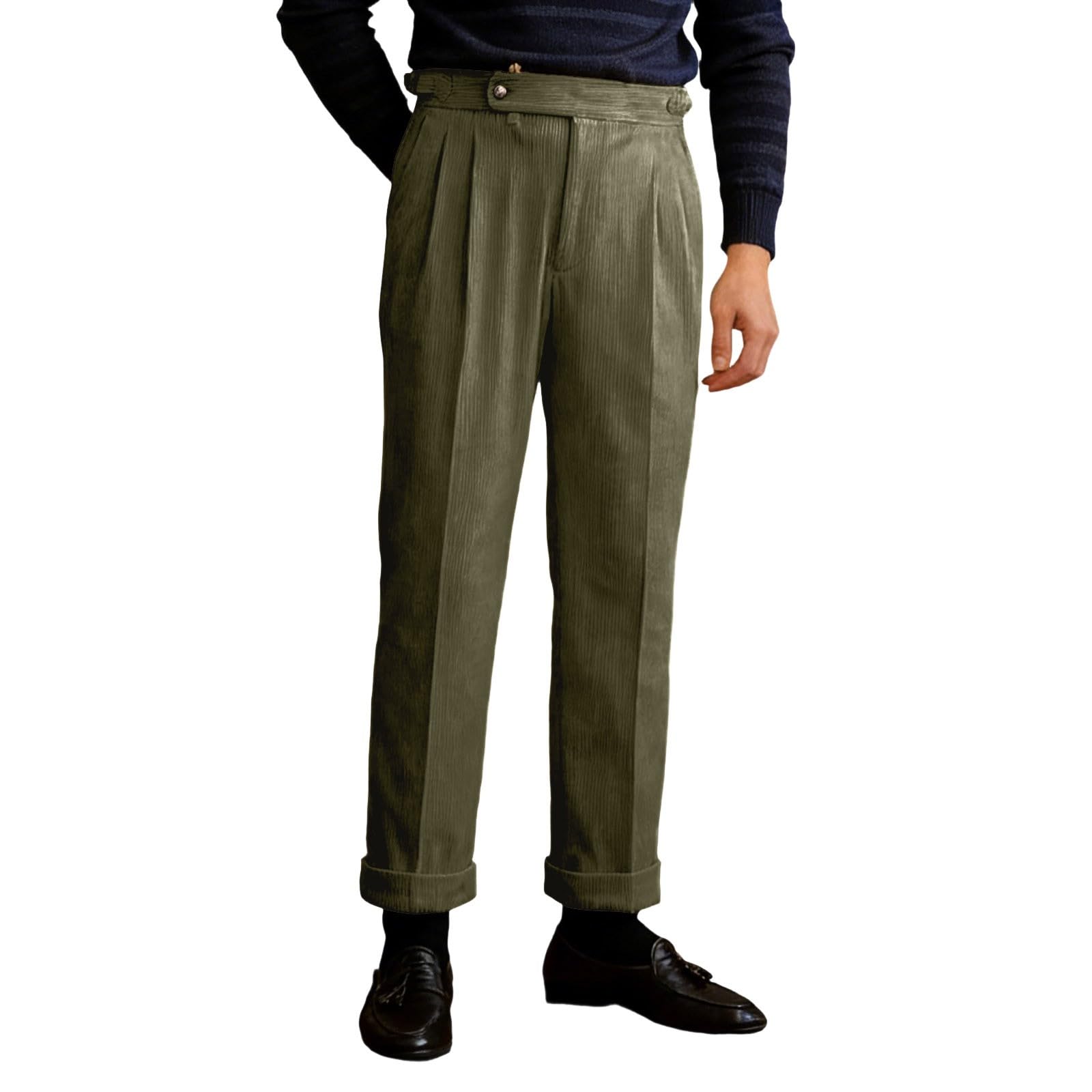 Herren Cordhose Italienischem Neapel-Stoff mit Geradem Bein Hohem Bund – Lässiger Stil Britischen Retro-Look – Trendige Mode Relax Hose Herren Baggy Sweatpants Jogginghose Baumwolle