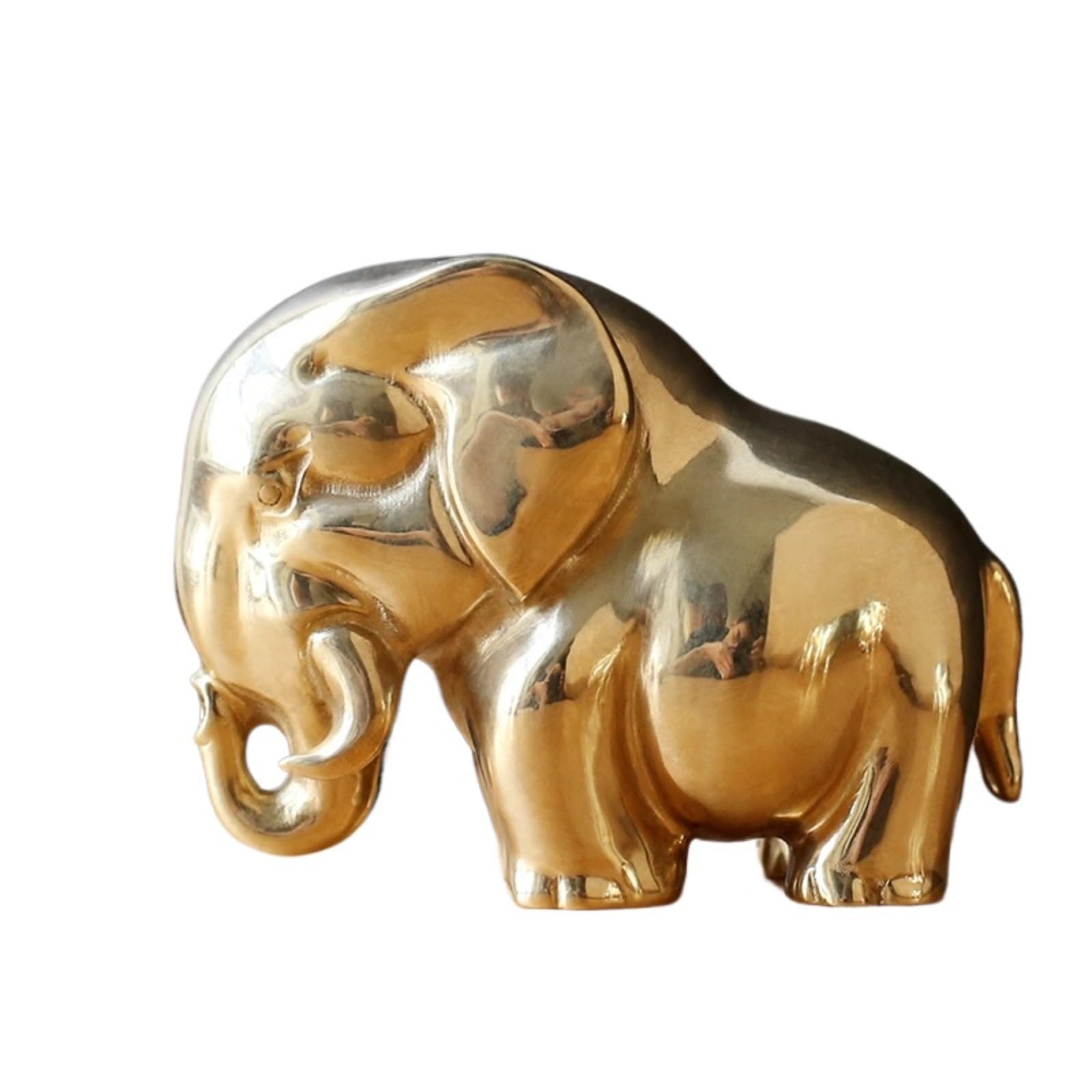NGDFGR Brass African Three Treasures Rhinoceros Hippopotamus Elephant Miniature Statue,Metal Animal Sculpture Desktop Ornament Home Bonsai Micro Landscape Decr Accessories,Elephant