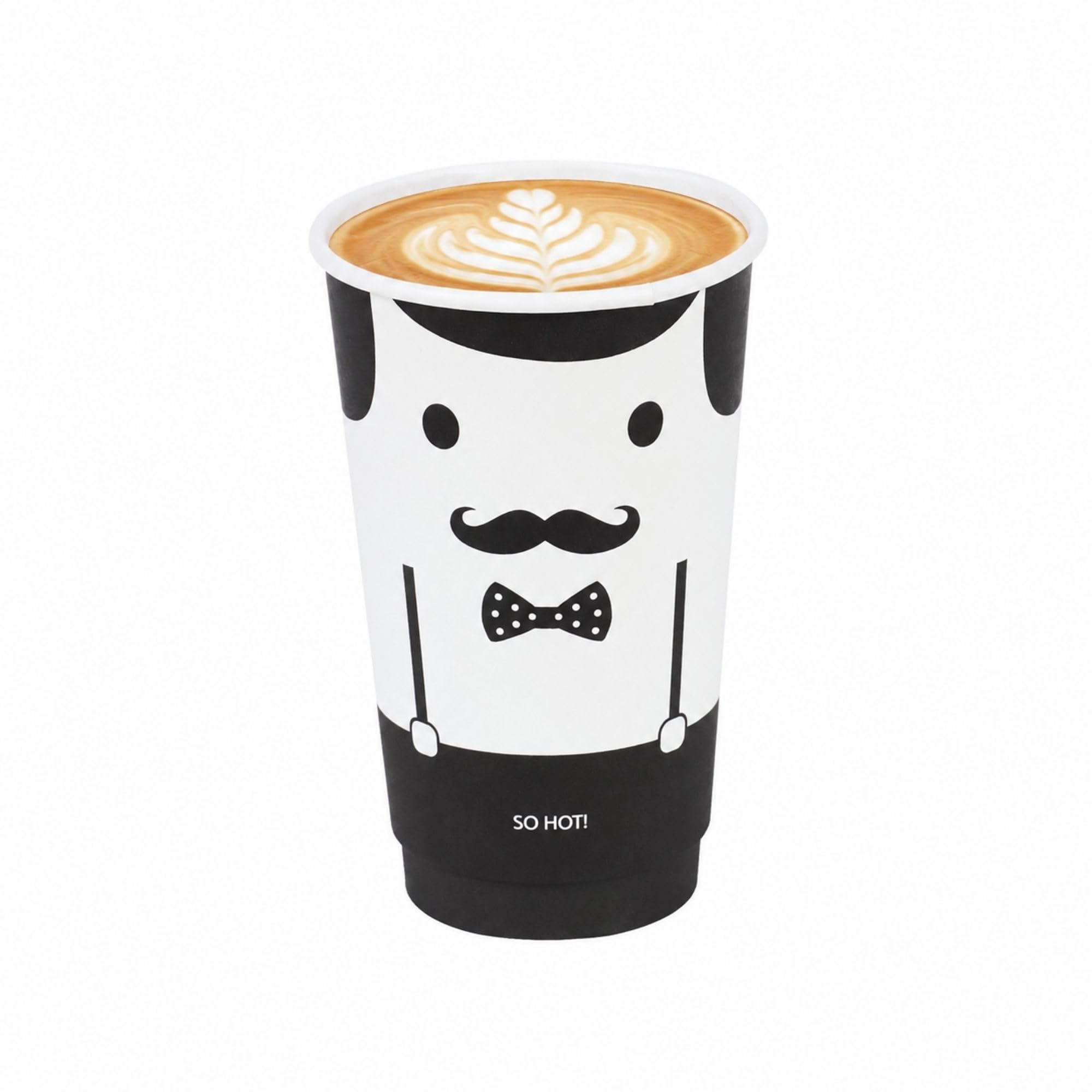 Restaurantware 16 Ounce Paper Cups, Pack of 25 Monsieur Design Disposable – Leakproof, Recyclable, Black and White Insulated Hot Beverage Holders, Matching Lids Available for Purchase Separately