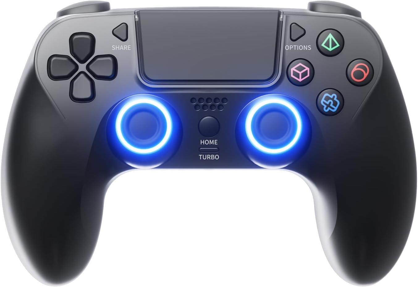 Black Wireless Controller Compatible for PS-5/Pro/Slim/PC, Gradient Color RGB mode/haptic feedback/1000 mAH battery/Motion Sensing/3.5mm Audio Jack