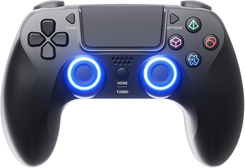 Controlador inalámbrico negro compatible con PS-5/Pro/Slim/PC, modo RGB de color degradado/retroalimentación háptica/batería de 1000 mAH/detección