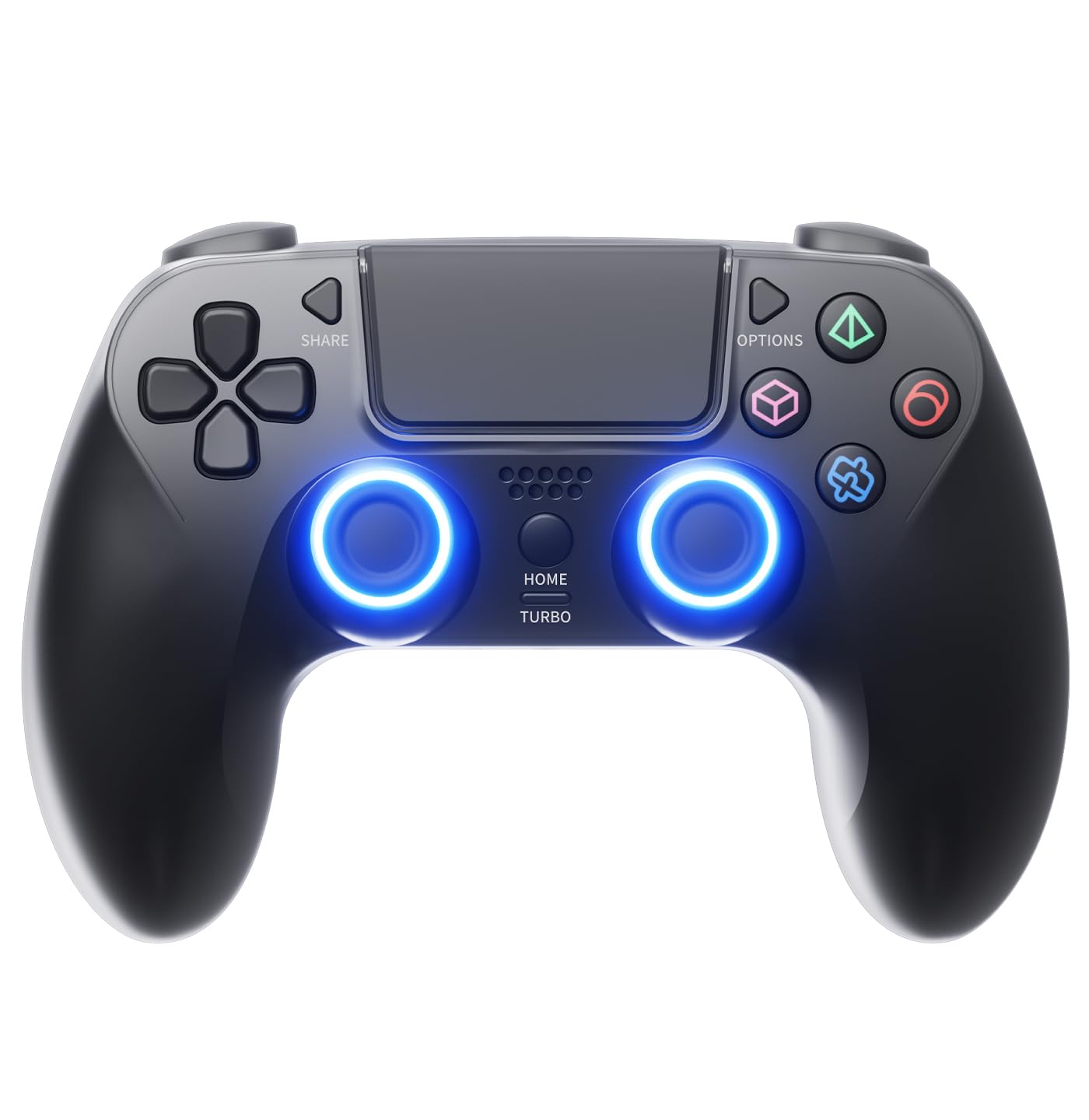 Black Wireless Controller Compatible for PS-5/Pro/Slim/PC, Gradient Color RGB mode/haptic feedback/1000 mAH battery/Motion Sensing/3.5mm Audio Jack