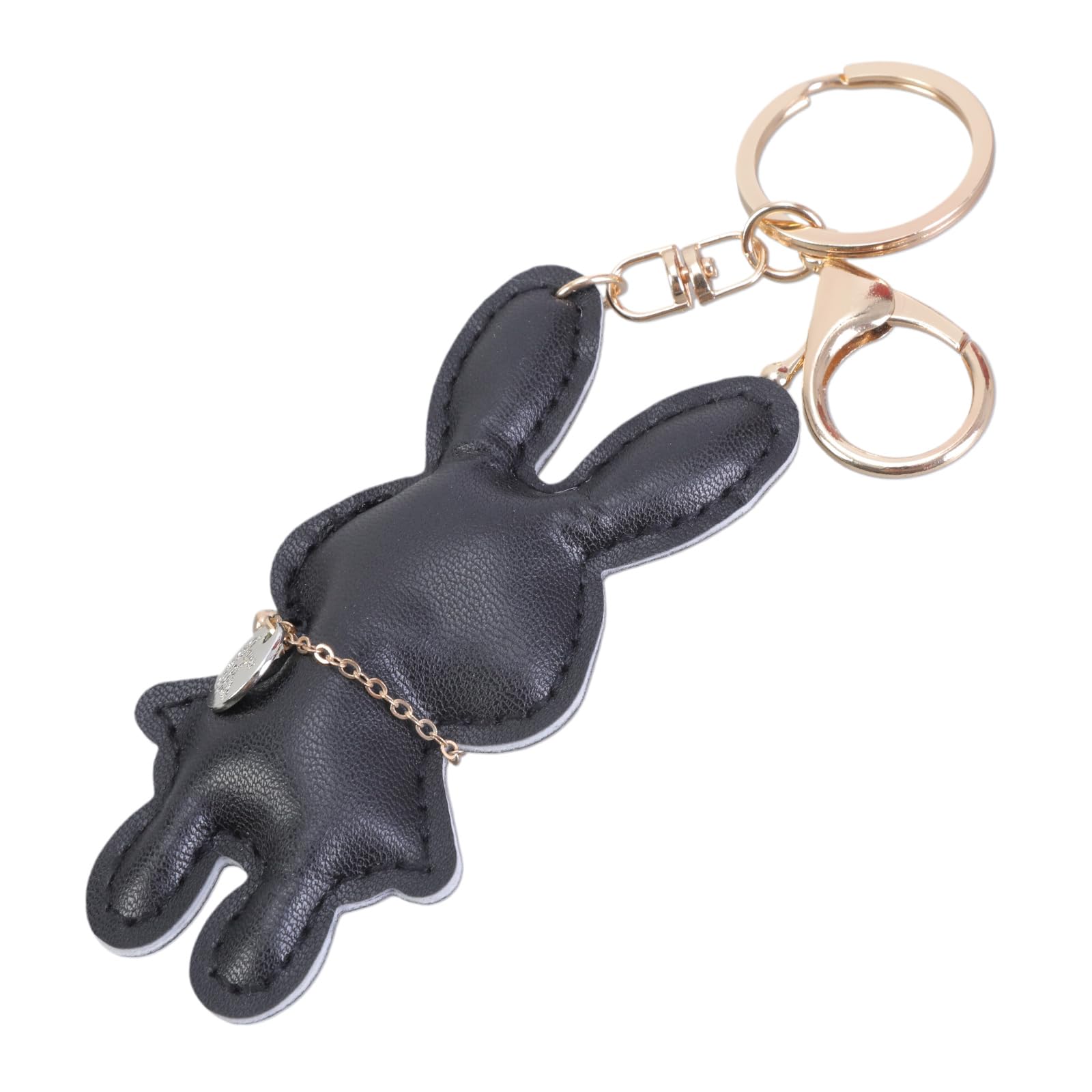 Vdaxvme Artificial Leather Rabbit Keychain, Stylish Rabbit Keychain, Ornament, Handmade Accessory for Backpacks and Handbags, Keychain, black, One Size