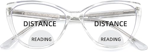 Cateye - Lentes de lectura bifocales para mujeres y hombres, Funky bifocales para mujer, lectores, parte superior transparente, bloqueo de luz azul,