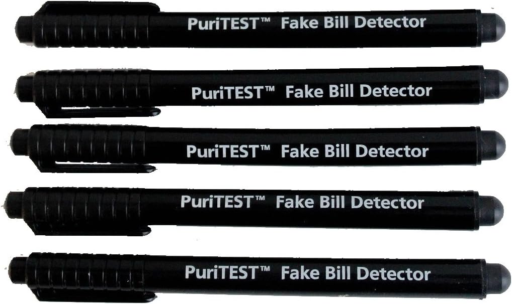 Lot of 5 Counterfeit Fake Money Currency Detector Pens Marker Dollar Bill Cashier Tool : Office Products