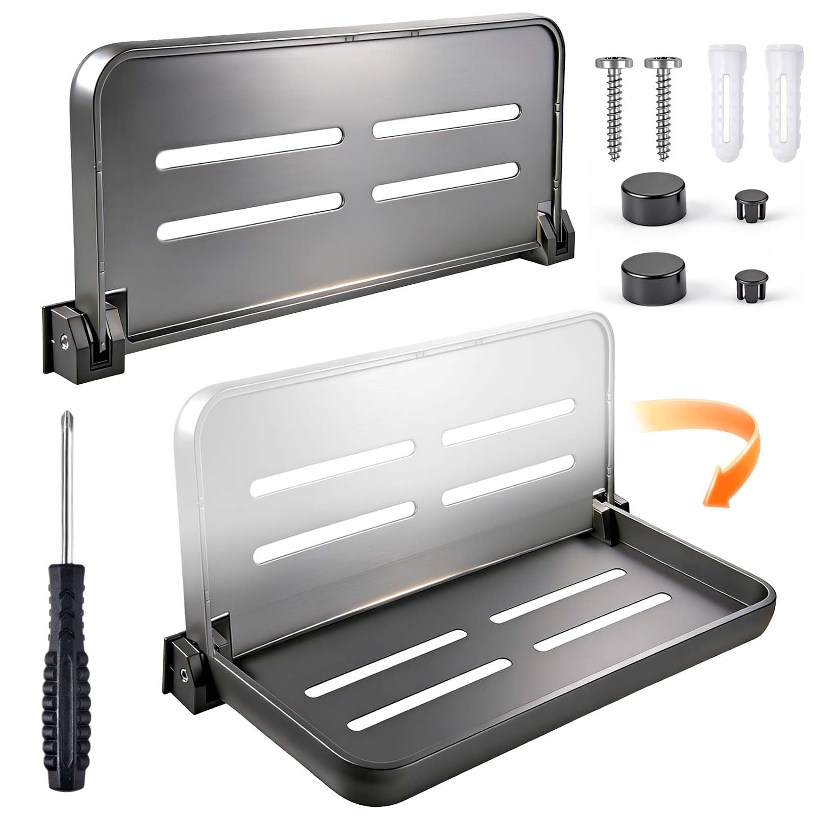 LEONTOOL Mensole da parete pieghevoli in alluminio per camper, mensola pieghevole nascosta a parete, parti di mobili e ferramenta per camper, salvaspazio, versatile portaoggetti galleggiante per