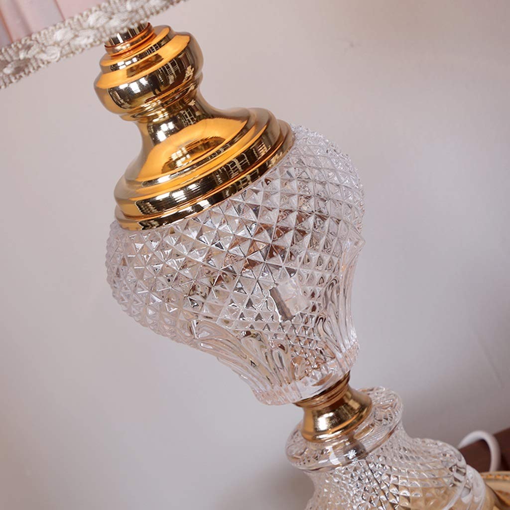 Tischlampe Kristall Schreibtischlampe, Rosa Beige Falten Lampenschirm Schreibtischlampe Schlafzimmer Nachttisch Startseite Nacht Licht Energiesparlampe Leselampe/B/33 * 59Cm
