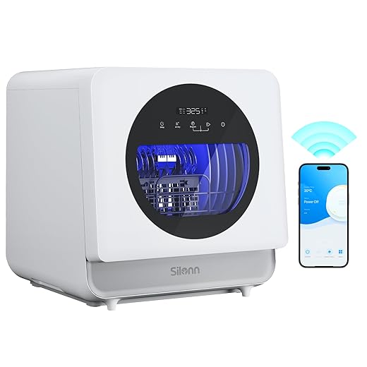 Silonn Portable Countertop Dishwasher | Smart App Control, Triple-Jet Cleaning, Built-In Water Tank & Dual Supply | Compact for Dorm, Apartment, RV